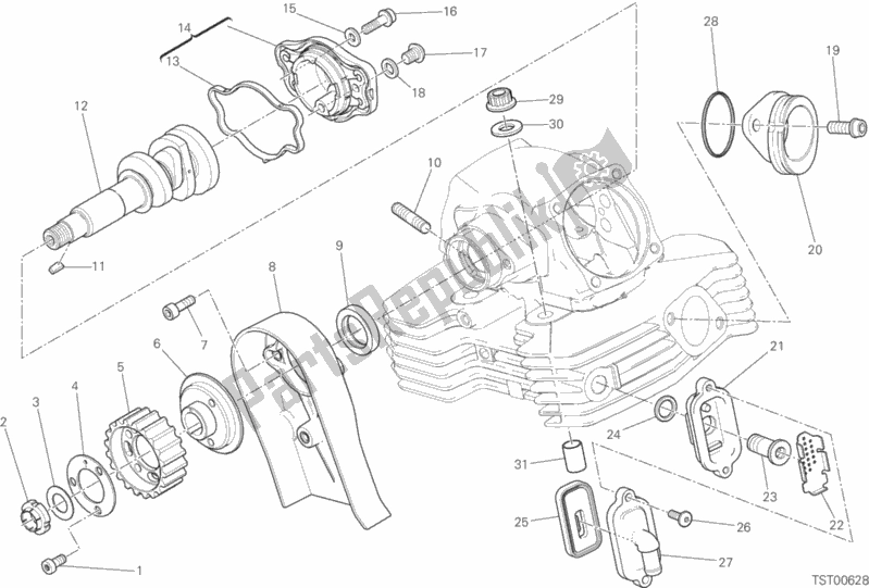 Tutte le parti per il Testata Verticale - Fasatura del Ducati Scrambler Cafe Racer Thailand 803 2019